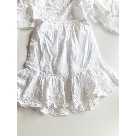 LA VIE By REBECCA TAYLOR Sarcelle White Linen Eyelet Embroidered Dress, Size S - Picture 11 of 16